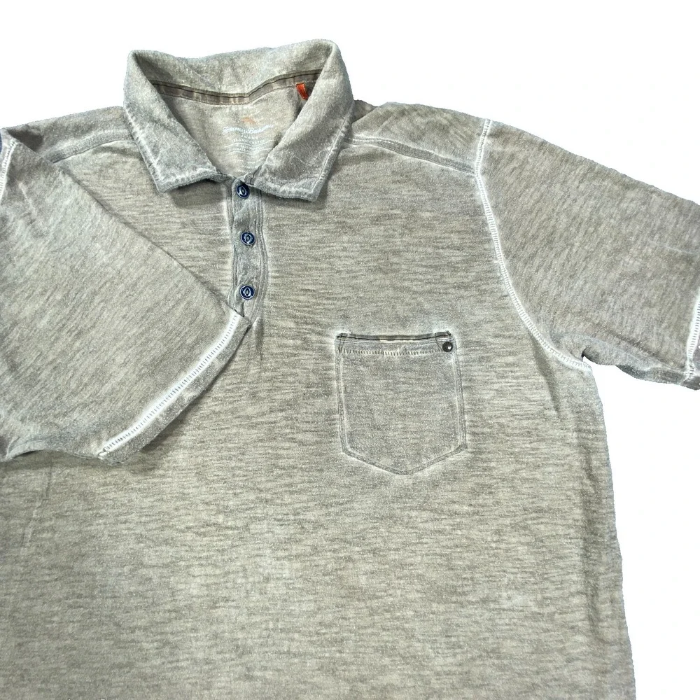 Tommy Bahama Shirt Men Large Beige Faded Style Island Crafted Beach Coastal Peru